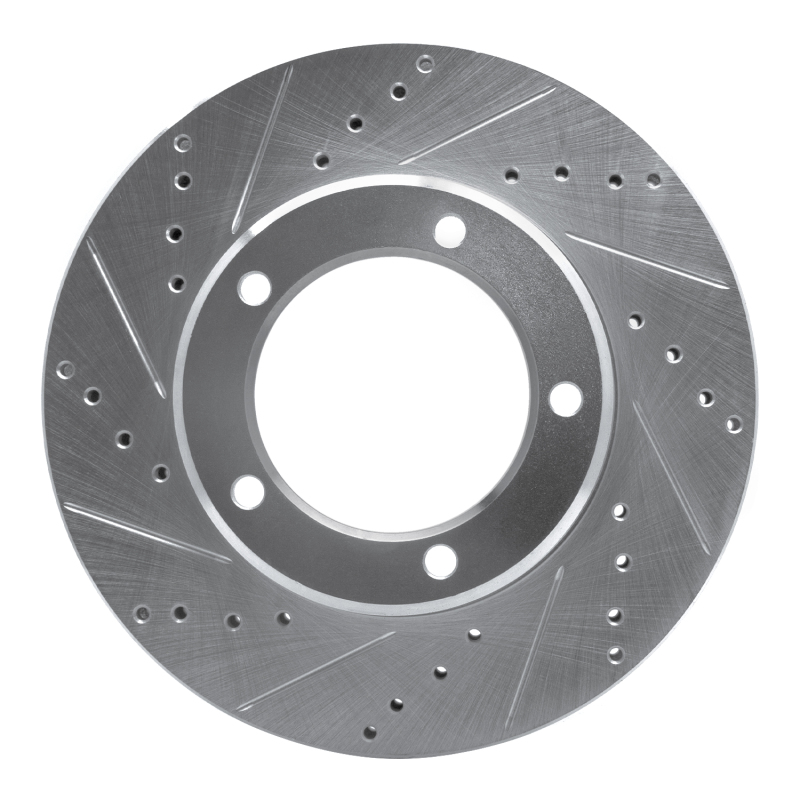 Lexus LX470 Brake Rotor (1) - Front Left - R1 Concepts - Drilled & Slotted - Silver - `98-`07